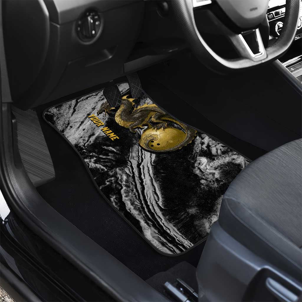 Golden Dragon and Bowling Ball Design Car Mats with Marble Stone Texture and Custom Team Name Text - Wonder Print Shop
