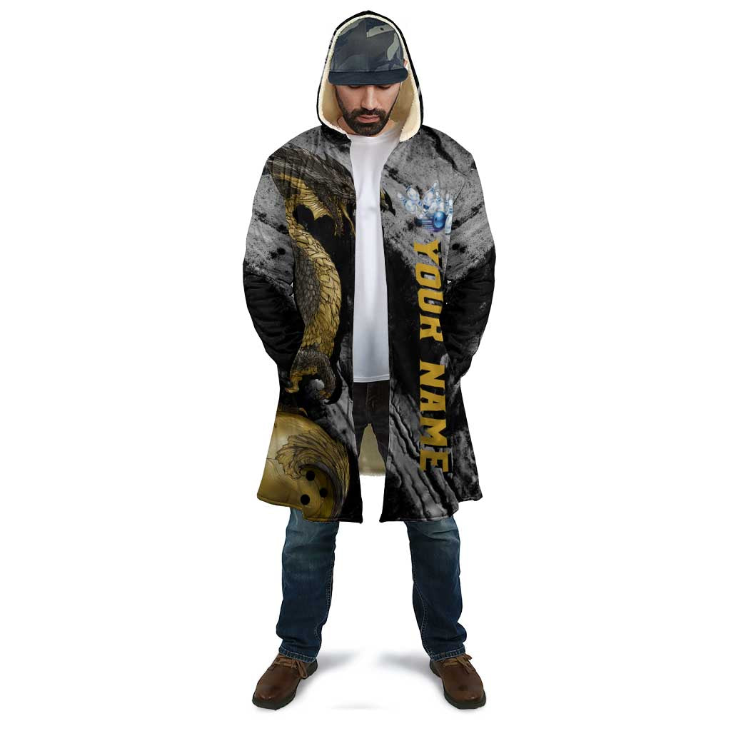 Golden Dragon and Bowling Ball Design Cloak with Marble Stone Texture and Custom Team Name Text - Wonder Print Shop