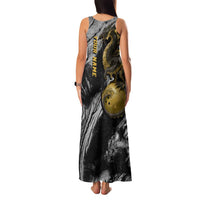 Golden Dragon and Bowling Ball Design Family Matching Tank Maxi Dress and Hawaiian Shirt with Marble Stone Texture and Custom Team Name Text - Wonder Print Shop