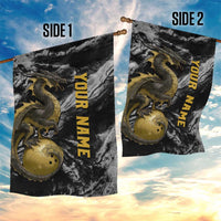 Golden Dragon and Bowling Ball Design Garden Flag with Marble Stone Texture and Custom Team Name Text - Wonder Print Shop