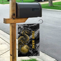 Golden Dragon and Bowling Ball Design Garden Flag with Marble Stone Texture and Custom Team Name Text - Wonder Print Shop