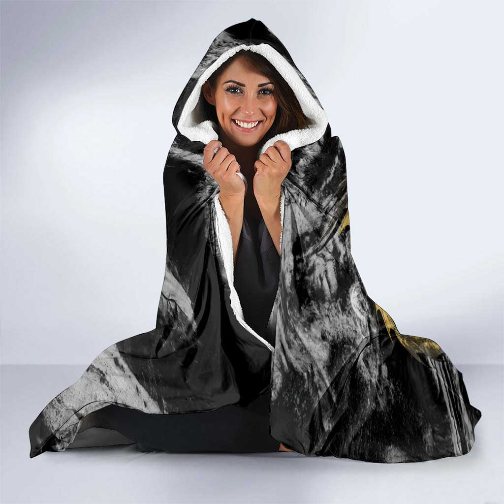 Golden Dragon and Bowling Ball Design Hooded Blanket with Marble Stone Texture and Custom Team Name Text - Wonder Print Shop