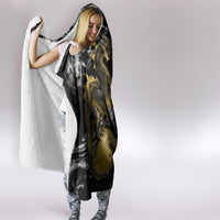 Golden Dragon and Bowling Ball Design Hooded Blanket with Marble Stone Texture and Custom Team Name Text - Wonder Print Shop