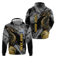 Golden Dragon and Bowling Ball Design Hoodie with Marble Stone Texture and Custom Team Name Text - Wonder Print Shop