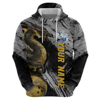 Golden Dragon and Bowling Ball Design Hoodie with Marble Stone Texture and Custom Team Name Text - Wonder Print Shop