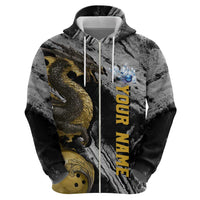 Golden Dragon and Bowling Ball Design Hoodie with Marble Stone Texture and Custom Team Name Text - Wonder Print Shop