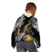 Golden Dragon and Bowling Ball Design Kid Hoodie with Marble Stone Texture and Custom Team Name Text - Wonder Print Shop