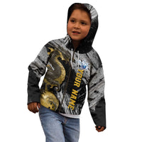 Golden Dragon and Bowling Ball Design Kid Hoodie with Marble Stone Texture and Custom Team Name Text - Wonder Print Shop