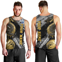 Golden Dragon and Bowling Ball Design Men Tank Top with Marble Stone Texture and Custom Team Name Text - Wonder Print Shop
