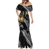 Golden Dragon and Bowling Ball Design Mermaid Dress with Marble Stone Texture and Custom Team Name Text - Wonder Print Shop