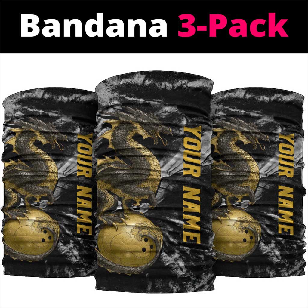 Golden Dragon and Bowling Ball Design Neck Gaiter with Marble Stone Texture TS04