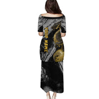 Golden Dragon and Bowling Ball Design Puletasi with Marble Stone Texture and Custom Team Name Text - Wonder Print Shop