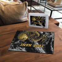 Golden Dragon and Bowling Ball Design Puzzle with Marble Stone Texture and Custom Team Name Text - Wonder Print Shop