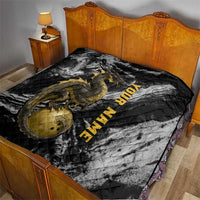 Golden Dragon and Bowling Ball Design Quilt with Marble Stone Texture and Custom Team Name Text - Wonder Print Shop