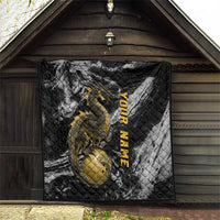 Golden Dragon and Bowling Ball Design Quilt with Marble Stone Texture and Custom Team Name Text - Wonder Print Shop