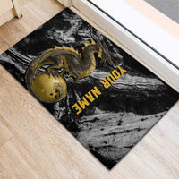 Golden Dragon and Bowling Ball Design Rubber Doormat with Marble Stone Texture and Custom Team Name Text - Wonder Print Shop