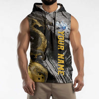 Golden Dragon and Bowling Ball Design Sleeveless Hoodie with Marble Stone Texture and Custom Team Name Text - Wonder Print Shop