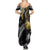 Golden Dragon and Bowling Ball Design Summer Maxi Dress with Marble Stone Texture and Custom Team Name Text - Wonder Print Shop