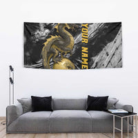 Golden Dragon and Bowling Ball Design Tapestry with Marble Stone Texture and Custom Team Name Text - Wonder Print Shop