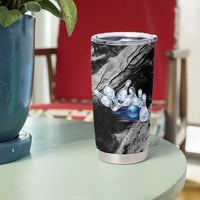 Golden Dragon and Bowling Ball Design Tumbler Cup with Marble Stone Texture and Custom Team Name Text - Wonder Print Shop