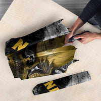 Golden Dragon and Bowling Ball Design Umbrella with Marble Stone Texture and Custom Team Name Text - Wonder Print Shop