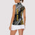Golden Dragon and Bowling Ball Design Women Sleeveless Polo Shirt with Marble Stone Texture and Custom Team Name Text - Wonder Print Shop