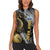 Golden Dragon and Bowling Ball Design Women Sleeveless Polo Shirt with Marble Stone Texture and Custom Team Name Text - Wonder Print Shop