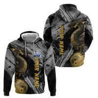 Golden Dragon and Bowling Ball Design Zip Hoodie with Marble Stone Texture and Custom Team Name Text - Wonder Print Shop