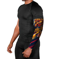 Spain Football Road To Championship Arm Sleeves Bull Mascot Flying Soccer Ball - Dynamic Speed Stripes