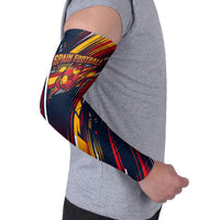 Spain Football Road To Championship Arm Sleeves Bull Mascot Flying Soccer Ball - Dynamic Speed Stripes