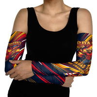 Spain Football Road To Championship Arm Sleeves Bull Mascot Flying Soccer Ball - Dynamic Speed Stripes