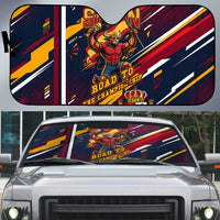 Spain Football Road To Championship Auto Sun Shade Bull Mascot Flying Soccer Ball - Dynamic Speed Stripes