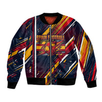 Spain Football Road To Championship Bomber Jacket Bull Mascot Flying Soccer Ball - Dynamic Speed Stripes