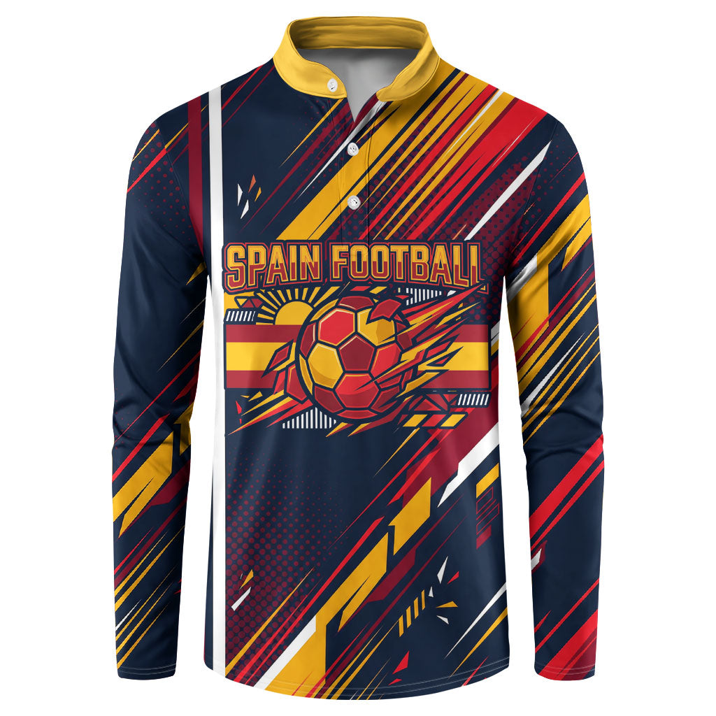 Spain Football Road To Championship Button Sweatshirt Bull Mascot Flying Soccer Ball - Dynamic Speed Stripes
