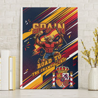 Spain Football Road To Championship Canvas Wall Art Bull Mascot Flying Soccer Ball - Dynamic Speed Stripes