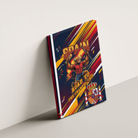 Spain Football Road To Championship Canvas Wall Art Bull Mascot Flying Soccer Ball - Dynamic Speed Stripes