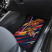 Spain Football Road To Championship Car Mats Bull Mascot Flying Soccer Ball - Dynamic Speed Stripes