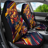 Spain Football Road To Championship Car Seat Cover Bull Mascot Flying Soccer Ball - Dynamic Speed Stripes