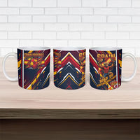 Spain Football Road To Championship Ceramic Mug Bull Mascot Flying Soccer Ball - Dynamic Speed Stripes