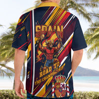 Spain Football Road To Championship Hawaiian Shirt Bull Mascot Flying Soccer Ball - Dynamic Speed Stripes