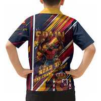 Spain Football Road To Championship Hawaiian Shirt Bull Mascot Flying Soccer Ball - Dynamic Speed Stripes