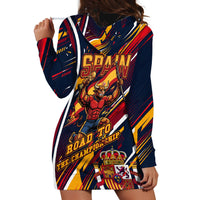 Spain Football Road To Championship Hoodie Dress Bull Mascot Flying Soccer Ball - Dynamic Speed Stripes