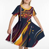 Spain Football Road To Championship Kid Short Sleeve Dress Bull Mascot Flying Soccer Ball - Dynamic Speed Stripes
