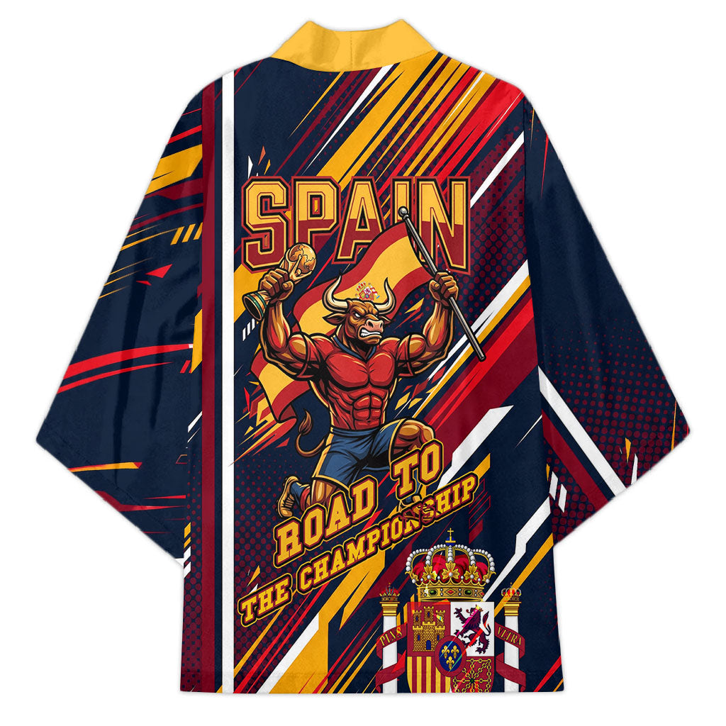 Spain Football Road To Championship Kimono Bull Mascot Flying Soccer Ball - Dynamic Speed Stripes