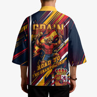 Spain Football Road To Championship Kimono Bull Mascot Flying Soccer Ball - Dynamic Speed Stripes