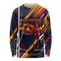 Spain Football Road To Championship Long Sleeve Shirt Bull Mascot Flying Soccer Ball - Dynamic Speed Stripes