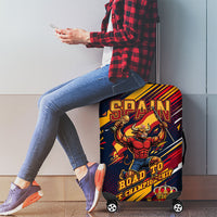 Spain Football Road To Championship Luggage Cover Bull Mascot Flying Soccer Ball - Dynamic Speed Stripes