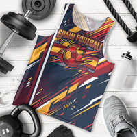 Spain Football Road To Championship Men Tank Top Bull Mascot Flying Soccer Ball - Dynamic Speed Stripes
