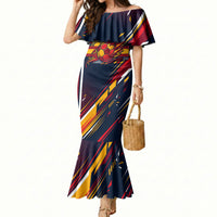 Spain Football Road To Championship Mermaid Dress Bull Mascot Flying Soccer Ball - Dynamic Speed Stripes