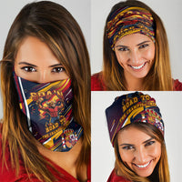 Spain Football Road To Championship Neck Gaiter Bull Mascot Flying Soccer Ball - Dynamic Speed Stripes